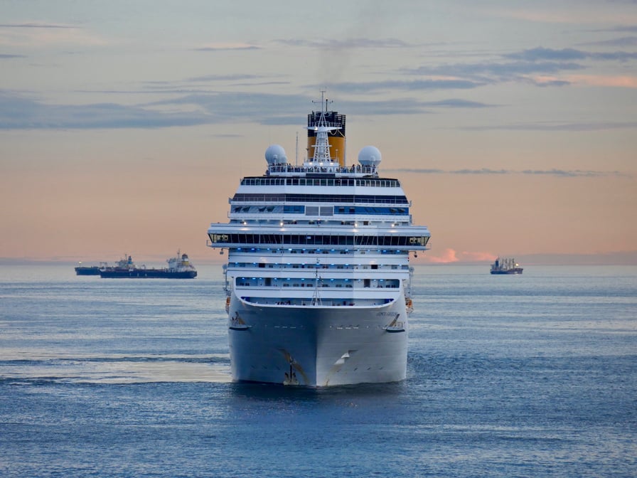 White Cruise Ship on the Sea